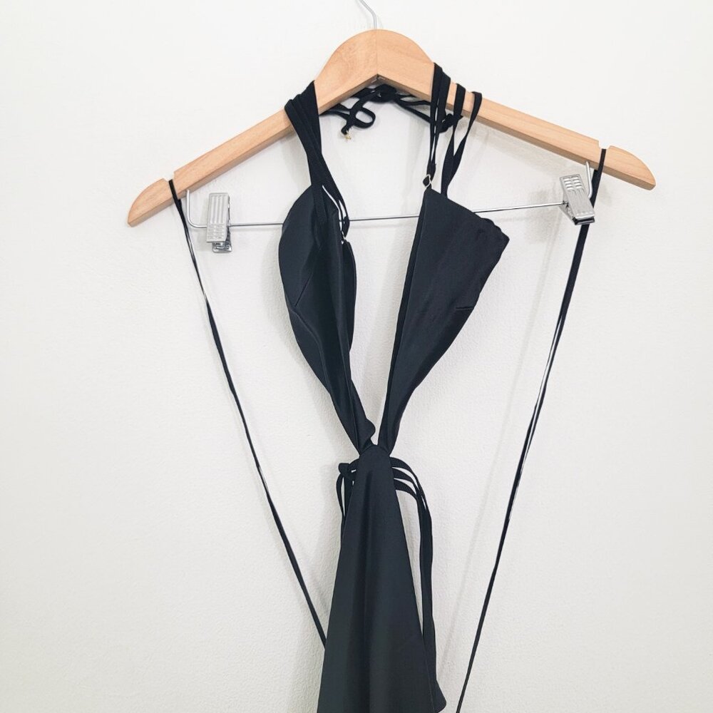 Retrofete Selma Cutout Maxi Dress in Black Satin Large - Picture 4 of 10
